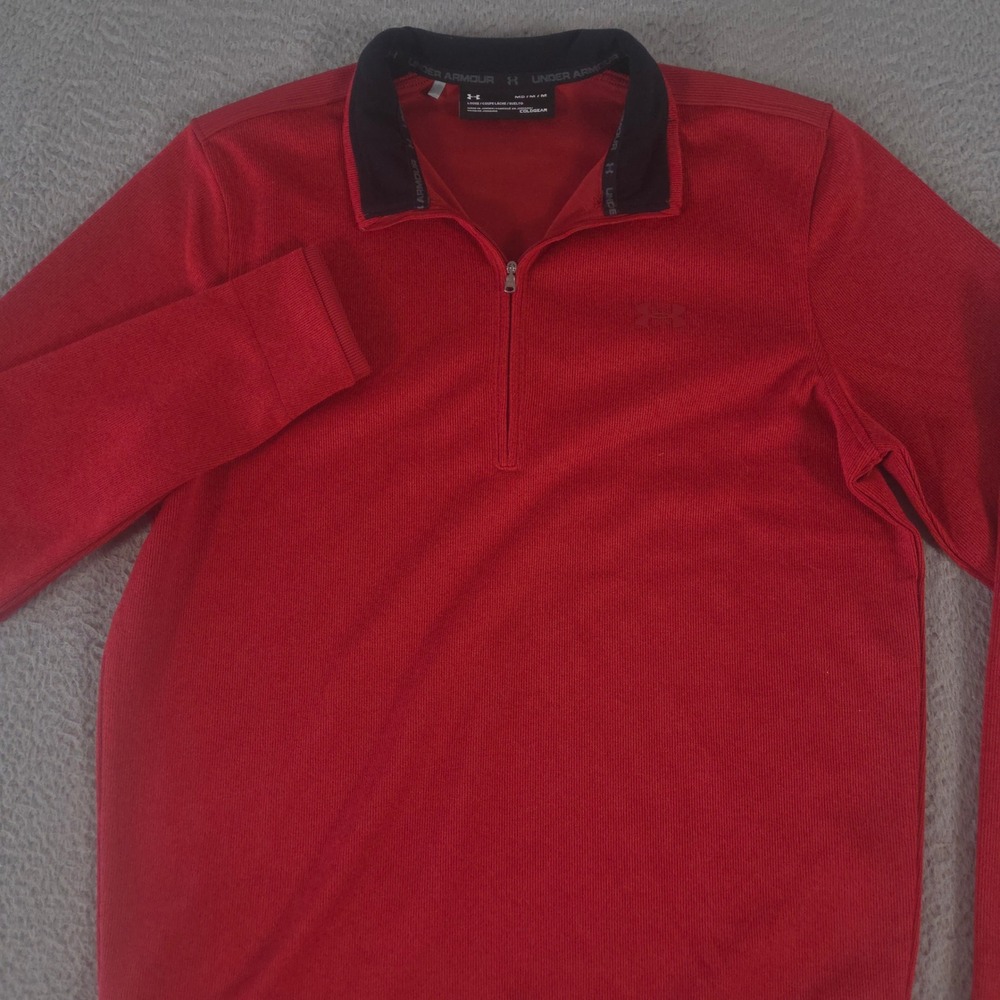 Under Armour Pullover Mens Medium Red Storm SweaterFleece Water Repellent Zip